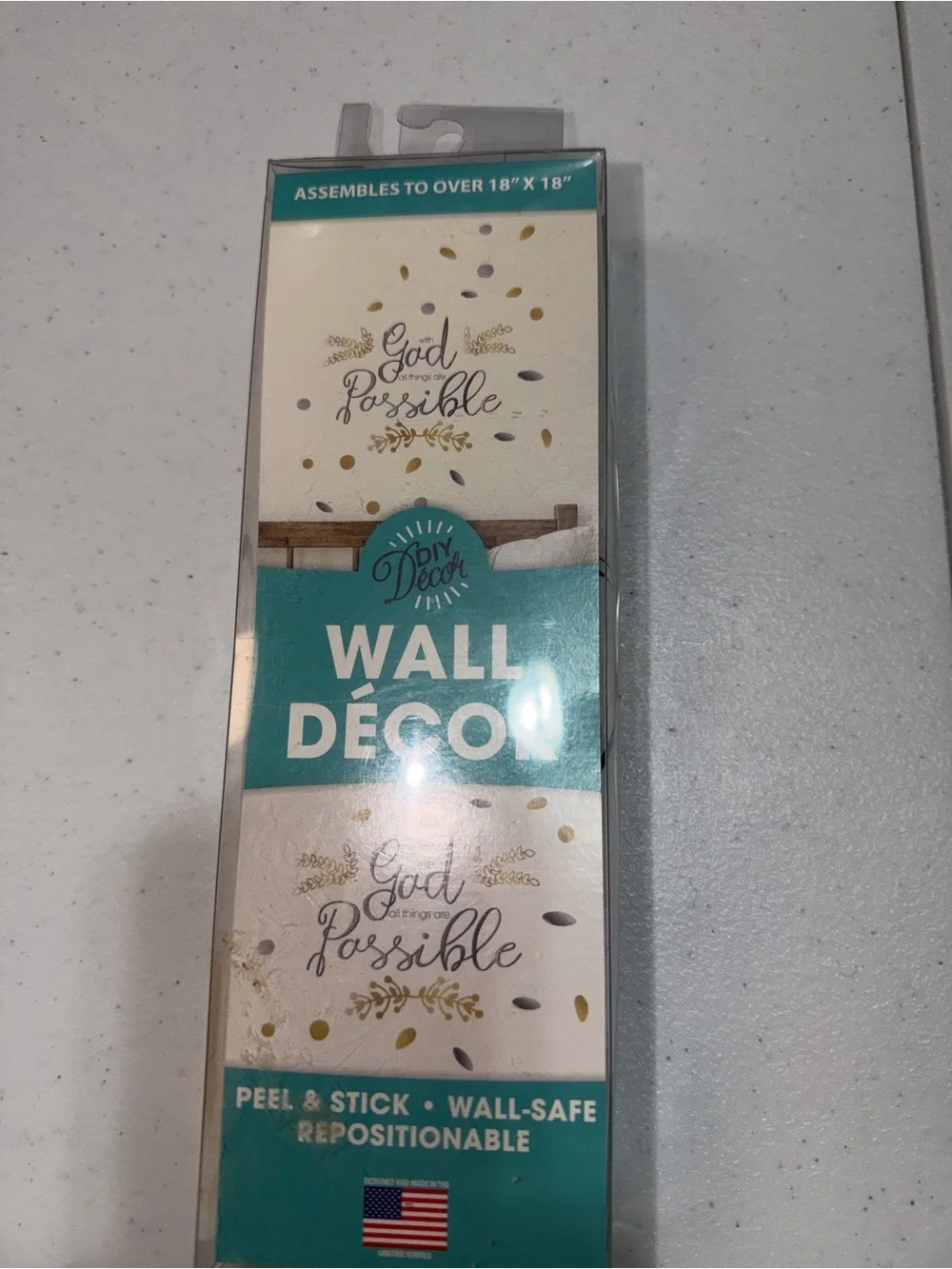 Teal & Gold 'God Is Possible' Peel & Stick Wall Decor